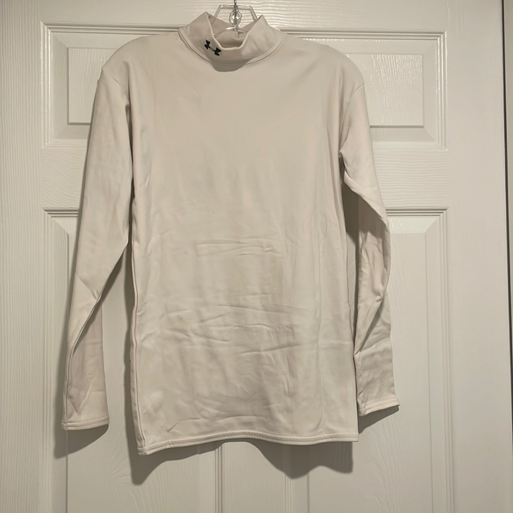 Under Armour white long sleeve compression shirt mock turtle neck